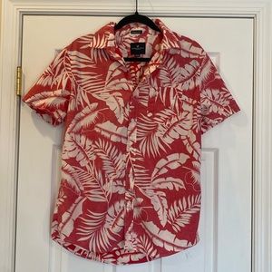 Red Tropical Print Men's Shirt